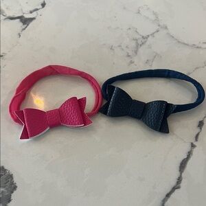 Pink and Navy Baby Bling Leather Bow Headbands for Kids